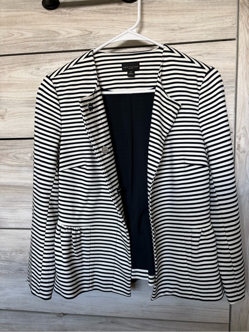 Ann Taylor Striped Peplum Blazer
